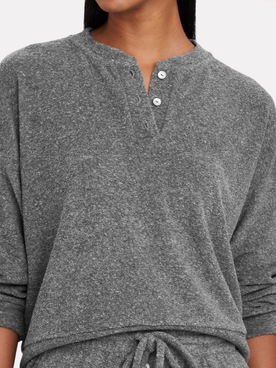 DONNI. Tops - Donni Grey Terry Henley Sweatshirt